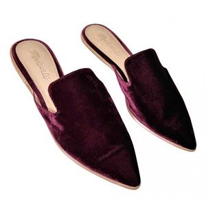 Madewell Gemma Mules - Burgundy  Wine Velvet Slip On Shoe